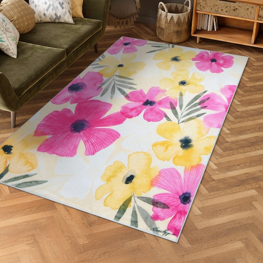 Empire Art Direct 5ft. x 7.5ft. Tropical Punch Posies I Flowers Area Rug